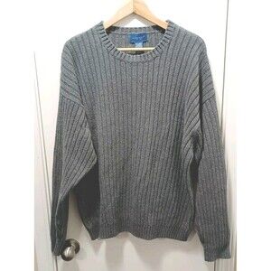 Towncraft Men's Gray Ribbed Knit Long Sleeve Pullover Sweater  Size XXL